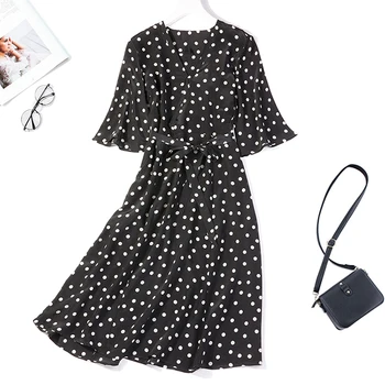 

Women's 100% Pure Silk V neck half sleeve black Long Dress JN026 L XL 2XL JN027