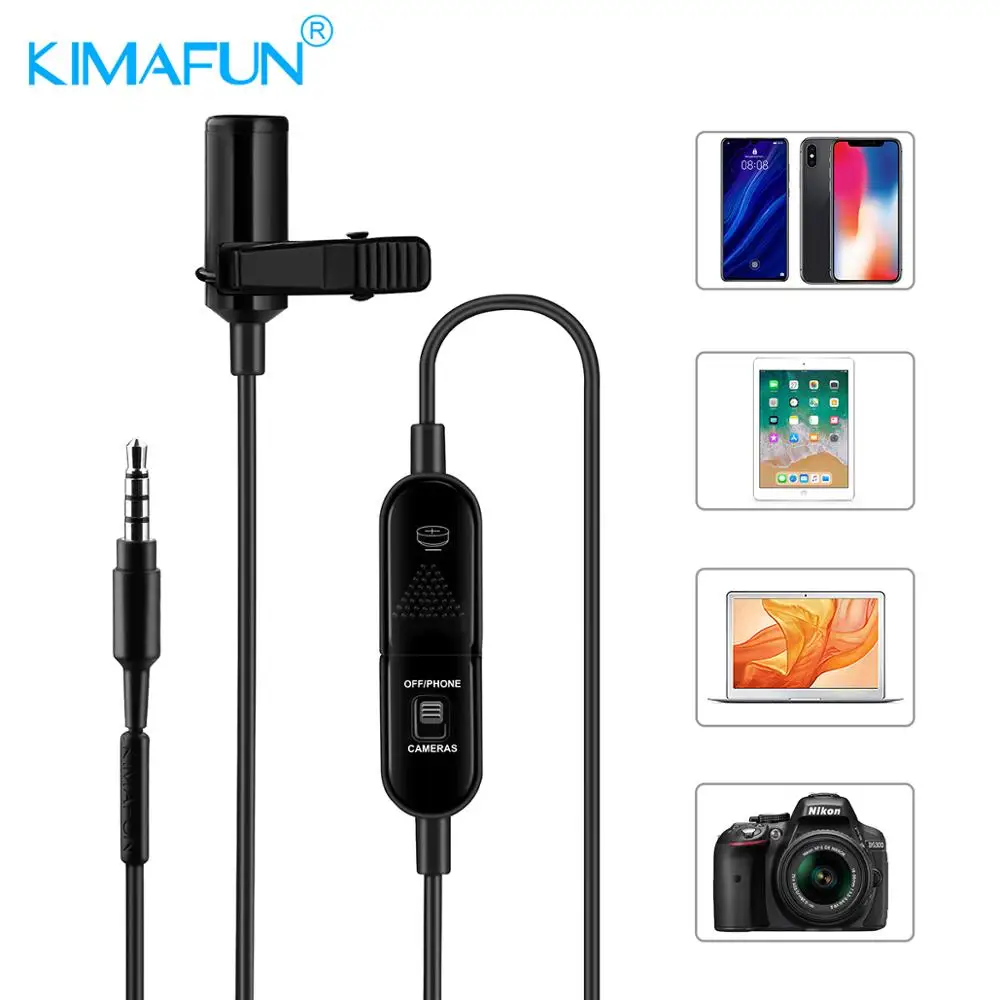 KIMAFUN мини петличный микрофон 6 м клип на воротник конденсаторный микрофон Handsfree с отворотом микрофон для ПК iphone Android DSLR камера
