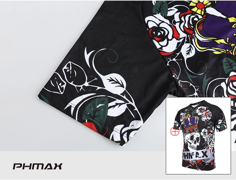PHMAX быстросохнущая одежда для велоспорта с коротким рукавом, не скатывается, для горного велосипеда, Джерси для мужчин, полиэстер, велосипедная майка для мотокросса, DH рубашка