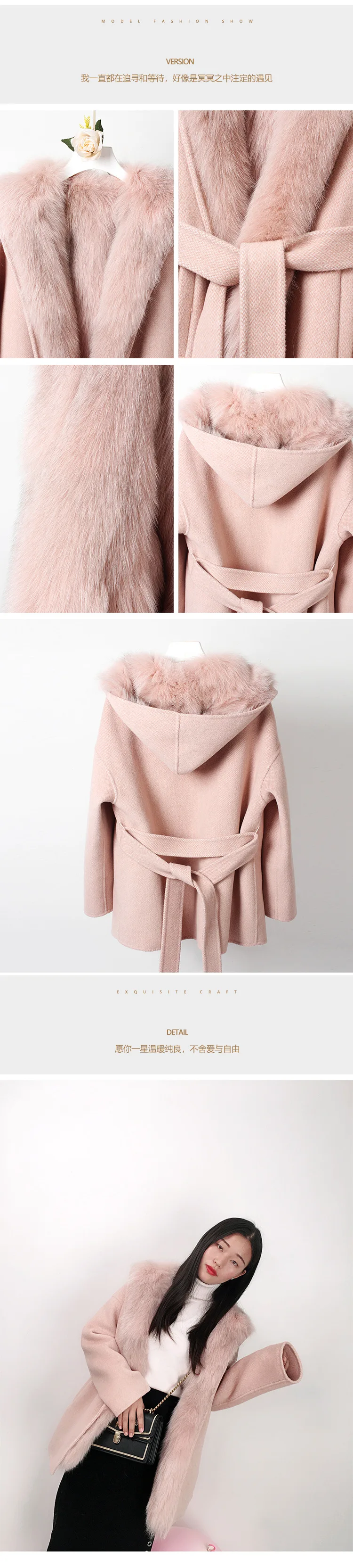 Для женщин меховые пальто Зимняя верхняя одежда отдельно стоящий реальный опушка из лисьего меха двухсторонняя шерстяное кашемирвое пальто женское Casaco Feminino