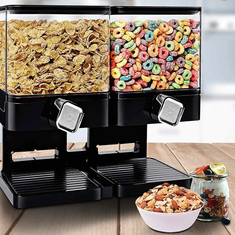 Details about   Large Cereal Dispenser Storage Double Dry Food Snack Container Kitchen Canister 