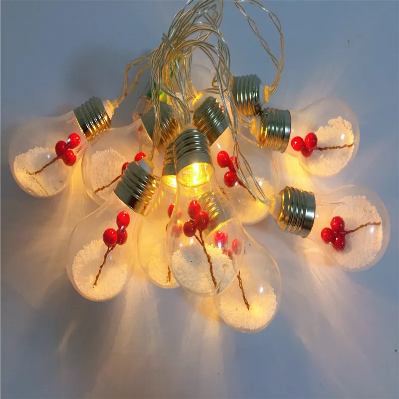 Новогоднее украшение украшения 2 м 10LED пена снег красные ягоды лампочка гирлянда Navidad рождественские украшения для дома Natal