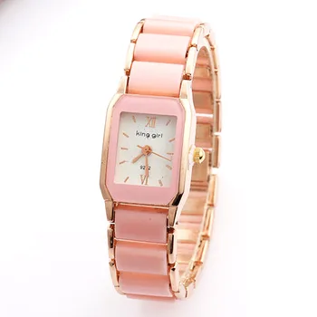 

2020 Watches Women Cute Pink Imitation Ceramic Band Quartz Watches Women Rectangle Watches Ladies Watches relogio feminino