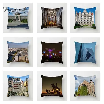 

Fuwatacchi European Scenic Cushion Cover Castle Windmill London Eye Throw Pillow Cover Decorative Sofa Pillow Case Pillowcase