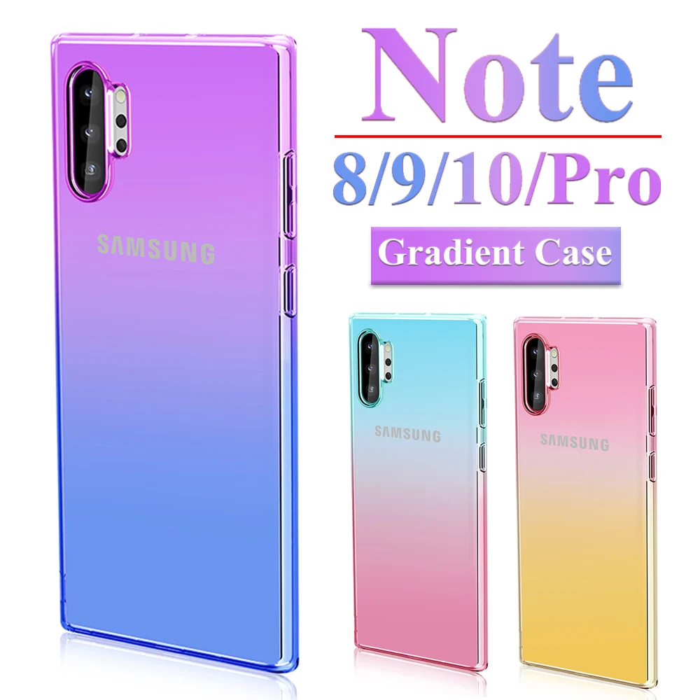 Gradient Case On Note 9 For Samsung Galaxy Note10 Plus Cover Pro Note9 Skin Note8 10 8 5G Bumper Sansung Not9 Coque Not8 Casy No |