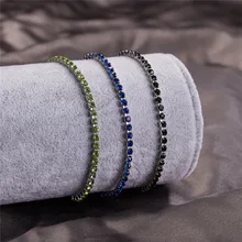 2 мм женский теннисный браслет AAA+ кубический цирконий, хип-хоп ювелирные изделия, 1 ряд золотых фианитов, очаровательный браслет для подарков