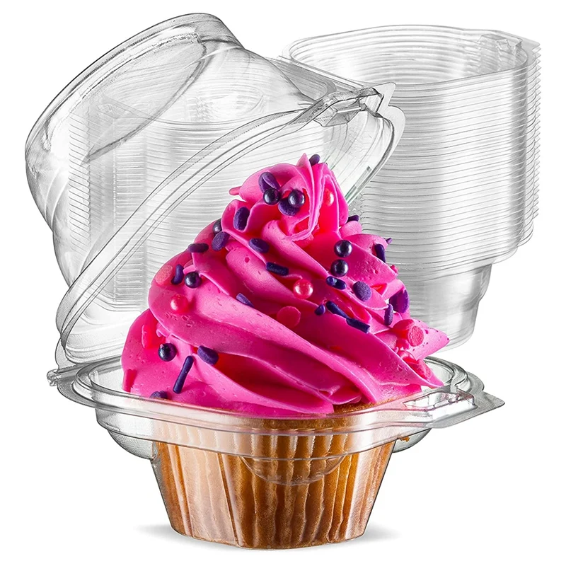 Individual Cupcake Containers - Boxes Holders With Connected Airtight Deep Dome Lid Box | Дом и сад