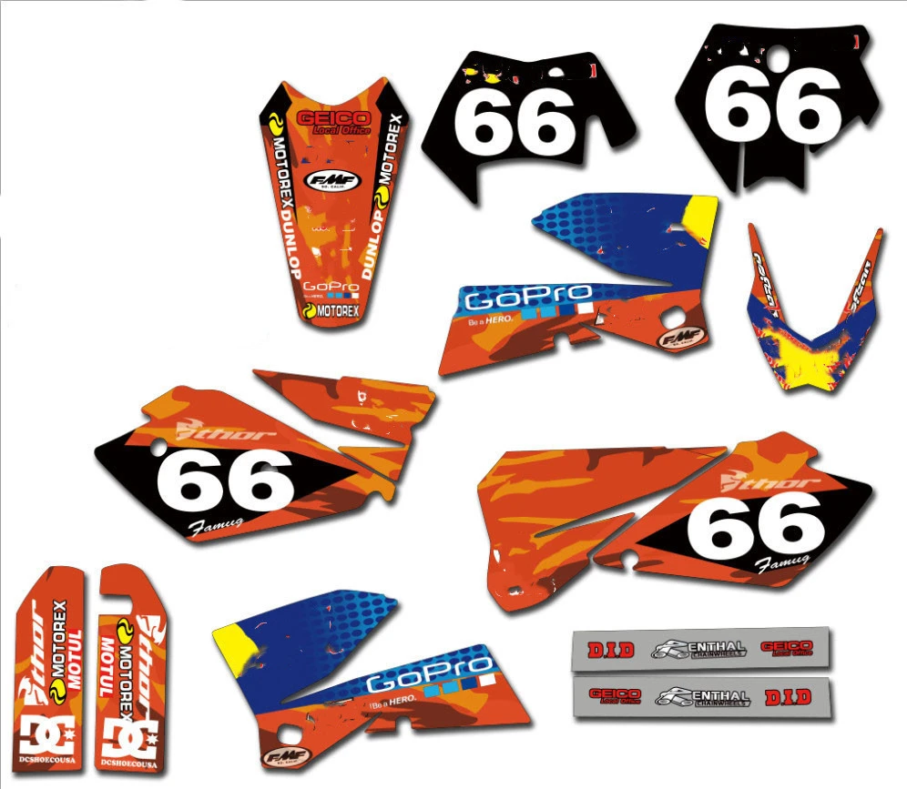 Free Shipping Free Full Set Of Stickers Customized Numbers Names Graphics Decals For Ktm Exc 04 125 0 250 300 400 450 525 Decals Stickers Aliexpress