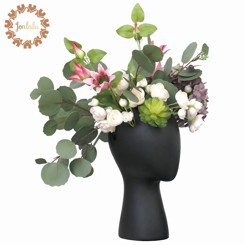 Creative Human Head White Black Decorative Bastract Ceramic Vase without Flower Home Model Room Decoration Ornaments Creative Human Head White Black Decorative Bastract Ceramic Vase without Flower Home Model Room Decoration Ornaments