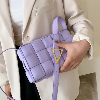 

2020 Solid Color PU Leather Weave Crossbody Bags For Women Shoulder Bag Female Handbags and Purses Lady Travel Bag clutches