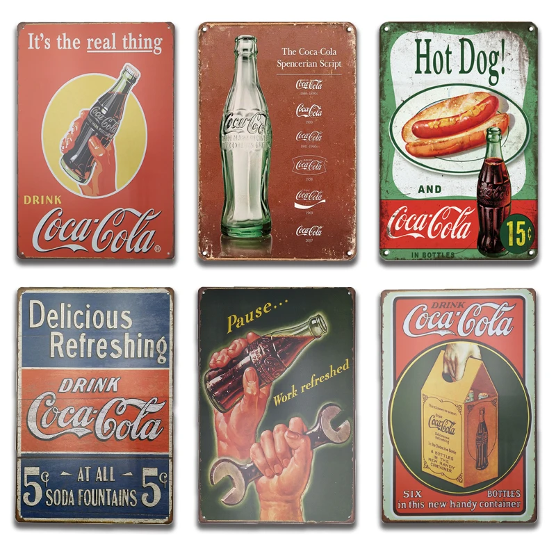 Metal Cola Soda Signs Plaque Vintage Man Cave Number Plate Retro Pub Cafe