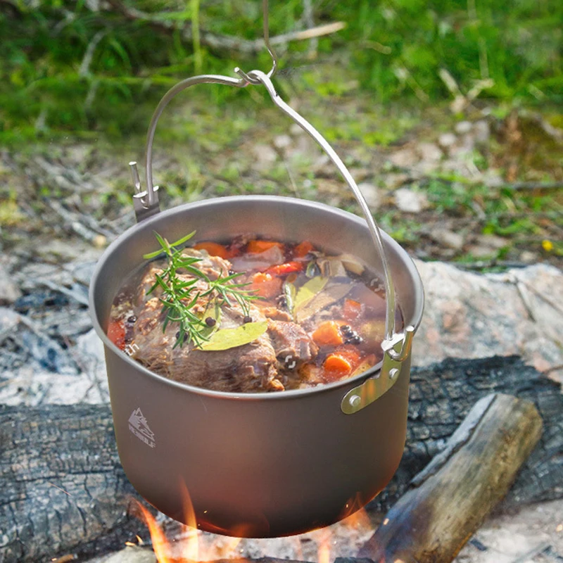 Utensílios de Mesa ao ar Livre de Alumínio Acampamento Caminhadas Viagem Pendurado Panelas Pote Cozinhar Piquenique Grande Capacidade 4l 7 utensílios de mesa grande capacidade 4l