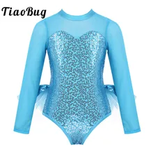 TiaoBug/детское фатиновое платье-пачка с длинными рукавами и вырезом на спине, с блестками; балетное платье; гимнастическое трико; Одежда для танцев