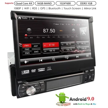 

7 inch Single 1DIN Android9.0 Autoradio DVD Bluetooth GPS Navi WiFi Car Multimedia Player for Universal Head Unit OBD DAB PC SWC