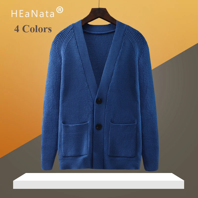 2020 Spring Autumn Knitted Sweater Men Cardigan Casual V-Neck Solid Color Coat High Street Outdoor Sweatercoat Clothing Male 2020 Spring Autumn Knitted Sweater Men Cardigan Casual V-Neck Solid Color Coat High Street Outdoor Sweatercoat Clothing Male