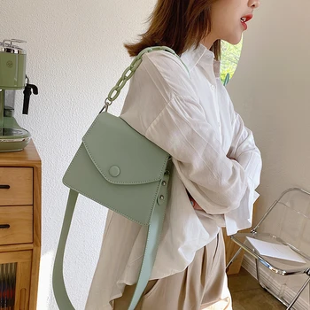 

Thick Chain PU Leather Crossbody Bags For Women 2020 Fashion Design Small Female Shoulder Messenger Bag Lady Handbags And Purse