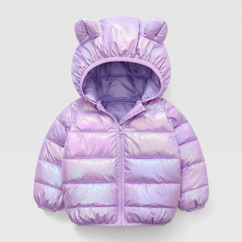 2021 Autumn Winter Hooded Children's Down Jackets for Baby Boys Girls Solid Thick Fleece Warm Kids Top Coats Outerwear Clothes