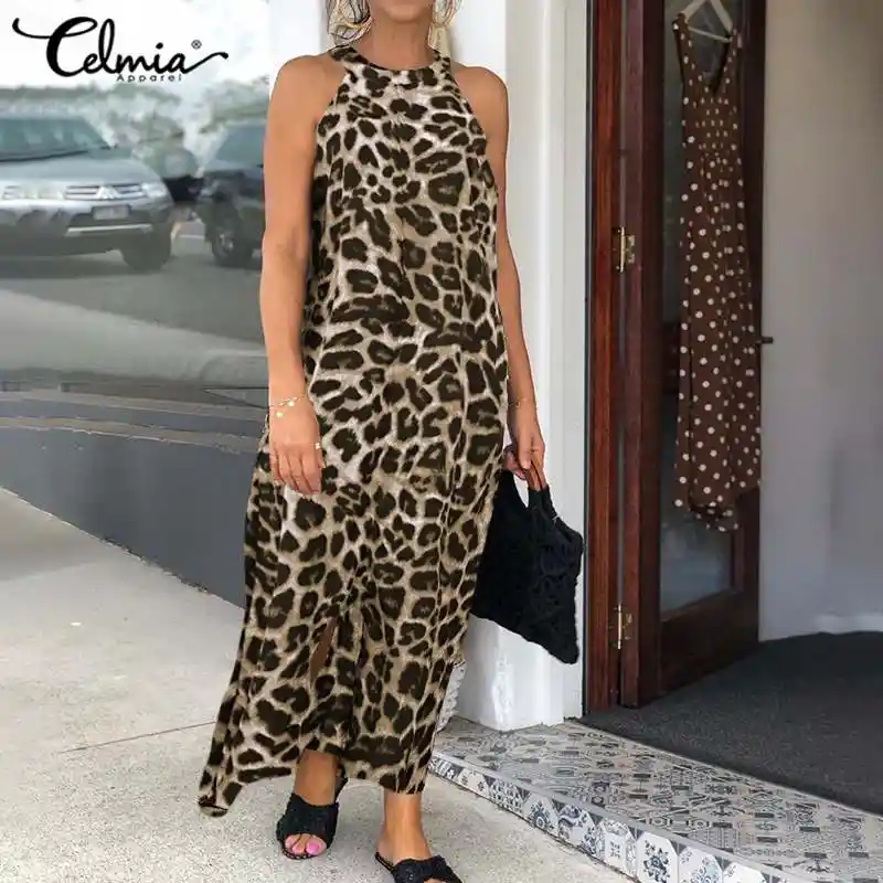 Leopard print sleeveless dress Clearance