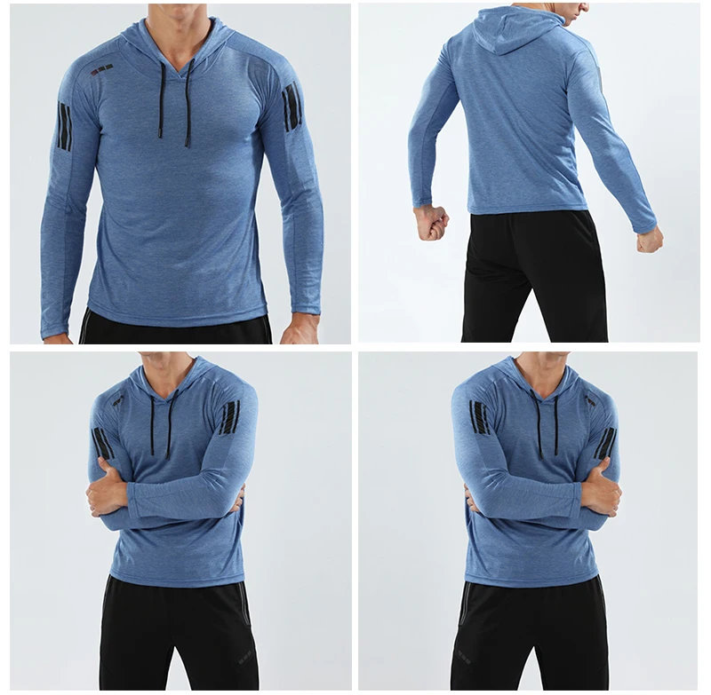 BARBOK Autumn Hoodies Sport T Shirt Men's Zipper Running Jackets Fitness Gym Sports Clothing Sport Top Tight Fitness Sportswear