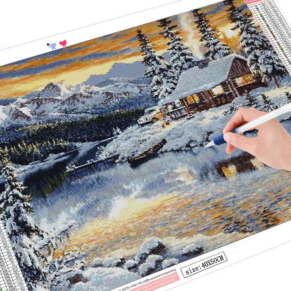 HUACAN DIY бриллиантовый рисунок Рождество полная дрель квадратная Алмазная вышивка пейзаж Картина Стразы Алмазная мозаика зима