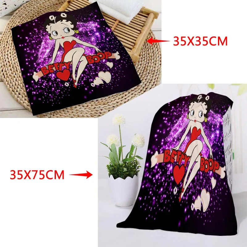 Новое поступление на заказ Betty Boop полотенце для лица с рисунком из микрофибры квадратные прямоугольные полотенца Размер 35x35 см 35x75 см