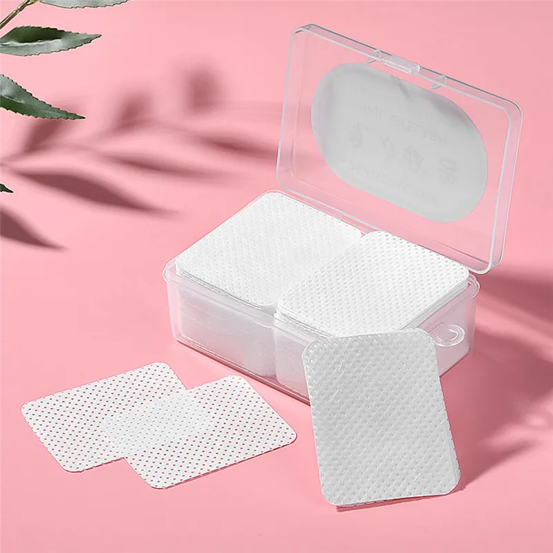 180pcs Sanitary Soft Absorbent Nail Clean Cotton Pad Remove Nail Polish Pink Nail Art Box Container Storage Makeup Clear Box