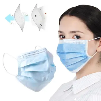 

50Pcs/Set 3 Layers Disposable Mouth Mask Non-Woven Earloop Mouth-Muffle Anti-Fog PM2.5 Protective Dust Air Pollution Respirator