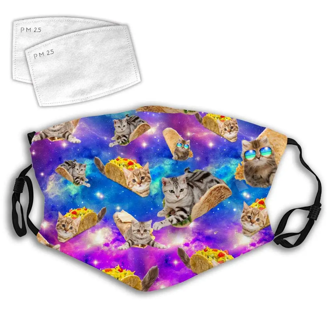 MEKIDA Apparel Tacos Cat in Galaxy Fashion Face Ma пылезащитный головной убор с фильтром для улицы |