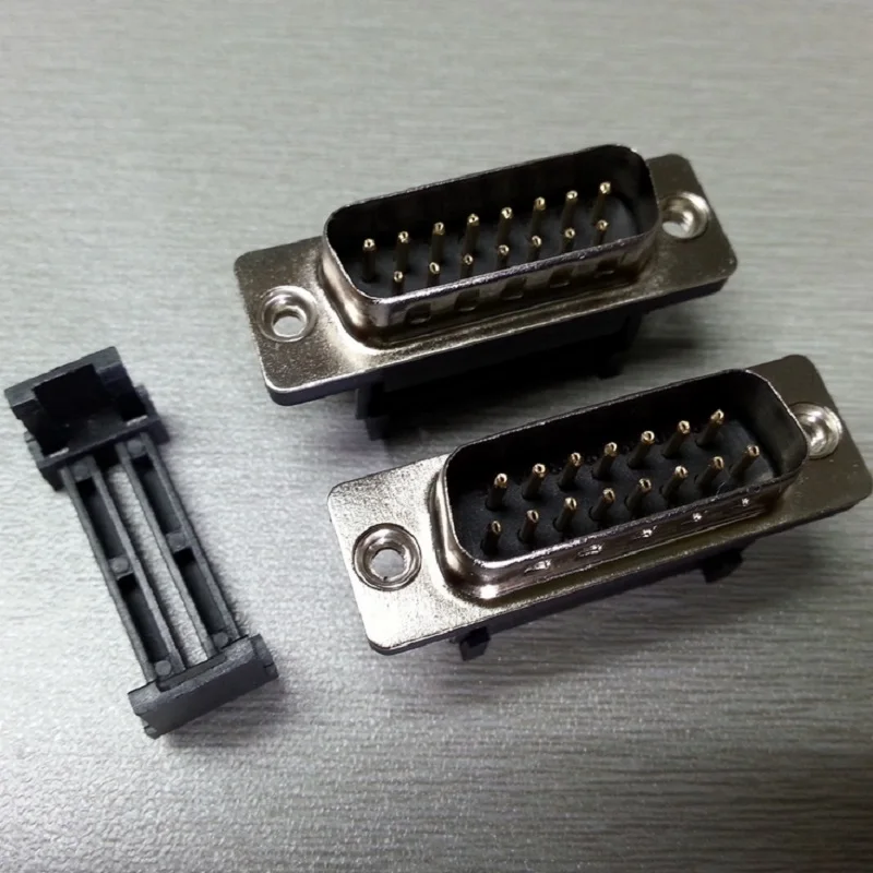 10 шт. D-sub DB15Pin штекер сварной разъем D-sub 15 pin Мужской последовательный порт гнездо адаптера для ленточного кабеля