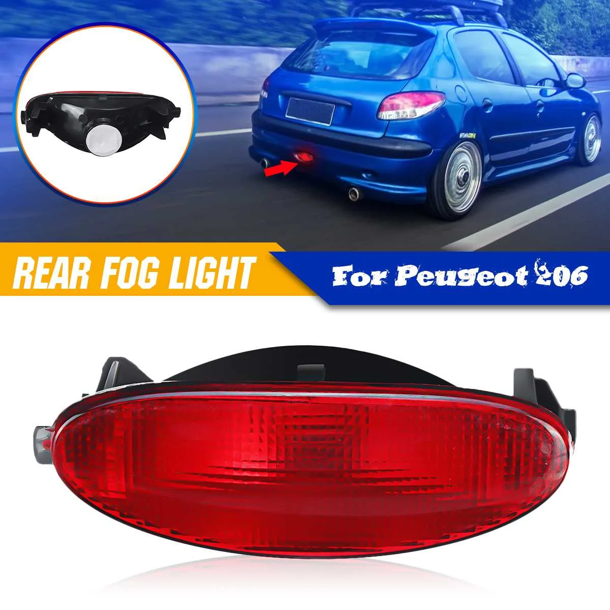 Задний центр противотуманных фар лампа без лампы для peugeot 206 CC хэтчбек 6351K5