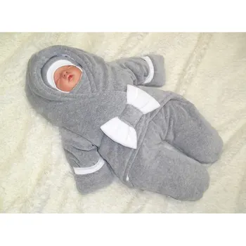 

Конверт-комбинезон "Серый с бантом" Комбинезоны для малышей 0-6 мес