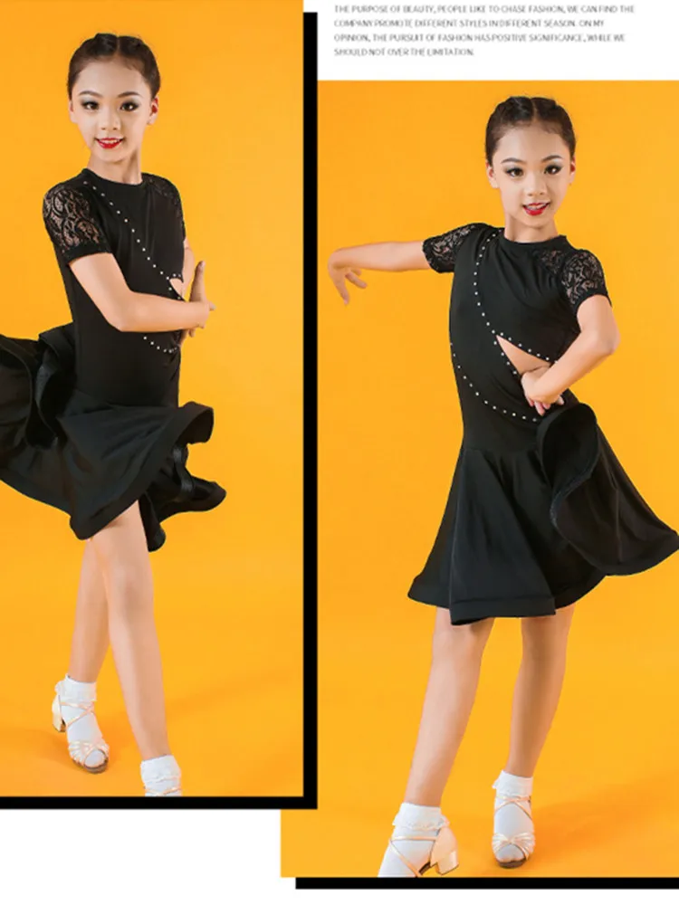 Children Professional Latin Dance Dress for Girls Ballroom Dance Competition Dresses kids Modern Waltztango  Cha Cha Costumes (2)