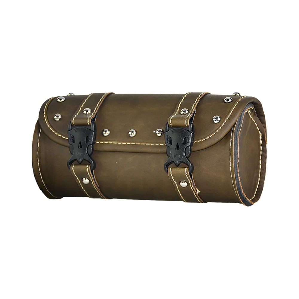 Universal Motorcycle Front Fork Tool Bag Handlebar Saddlebag Roll Barrel Racing Tail Storage PU Leather Bags For Harley XL Dyna motorcycle saddlebag motorcycle luggage motorcycle tool pouch