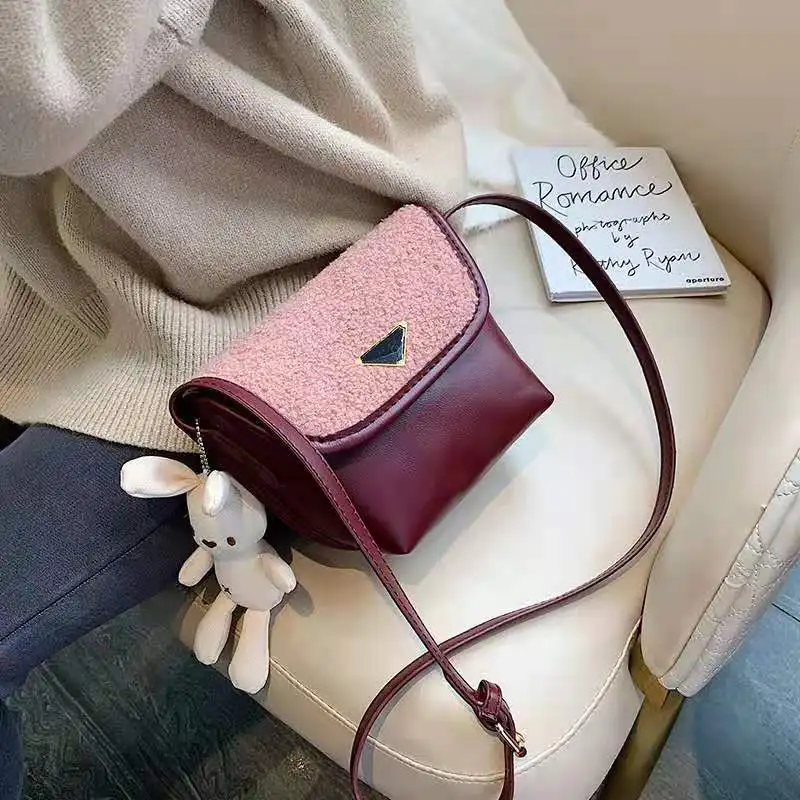 

Autumn winter lovely lamb wool bag woman shoulder cross bag