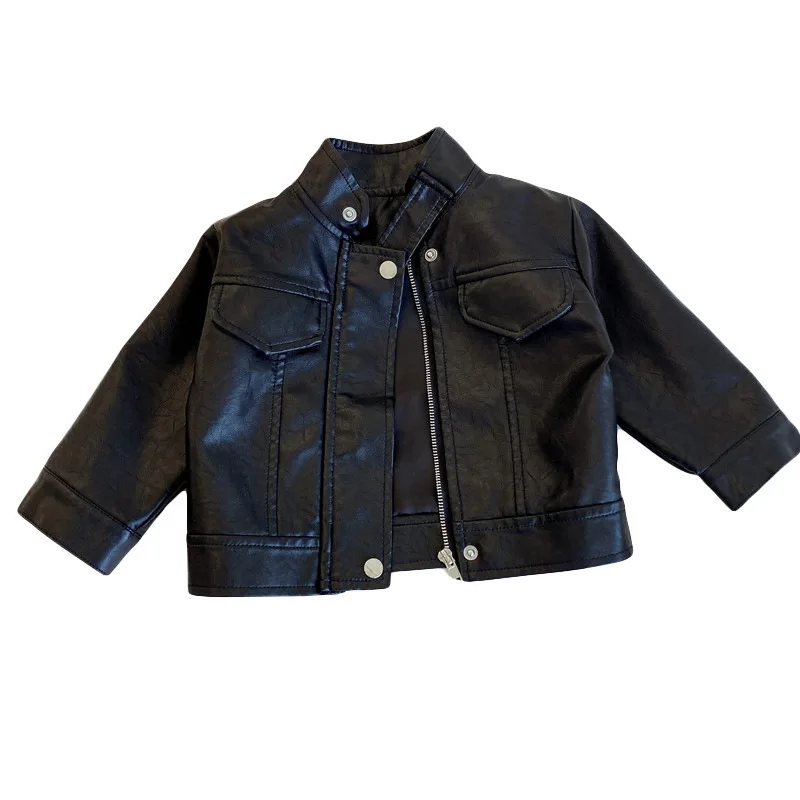 Fashion Boy Outerwear New Spring Autumn Winter Boy PU Jacket Children Warm Velvet Lining Coat For Coat