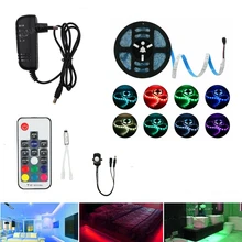 Светодиодный светильник для шкафа с инфракрасным датчиком движения и ИК-датчиком движения, RGB Светодиодная лента 5050, для шкафа, для шкафа, для кровати, водонепроницаемая лента, DC 12 В