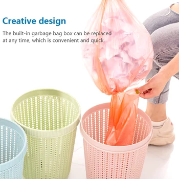 

Hollow Garbage Bin Storage Basket with Built-in Garbage Bag Box Coverless for Home TN99