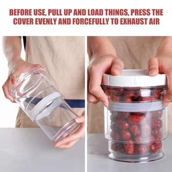 

HOT Vacuum Food Storage Compression Container Cup with Lids Airtight Adjustable Sealed Plastic Cup Storage Supplies Home TI99