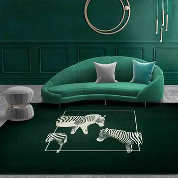 

Light Luxury Fashion Emerald Green Dark Green Wild Sexy Tiger Leopard Horse Kitchen Living Room Bedroom Bedside Carpet Floor Mat
