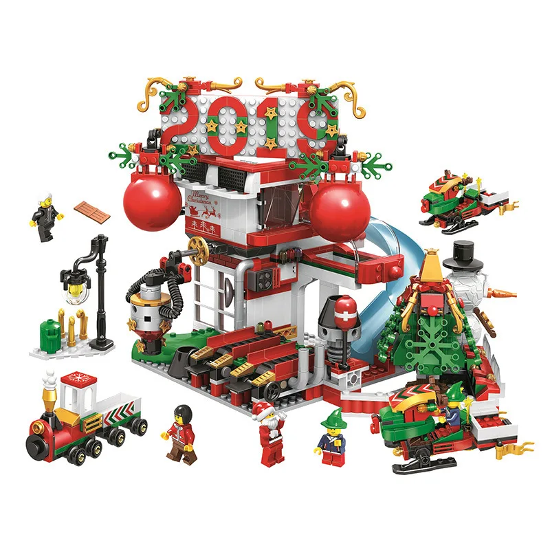

City Creator Winter Village Toy Shop Tree Set 304 PCS Noel Christmas Merry Gift Blocks Bricks Toys For Children
