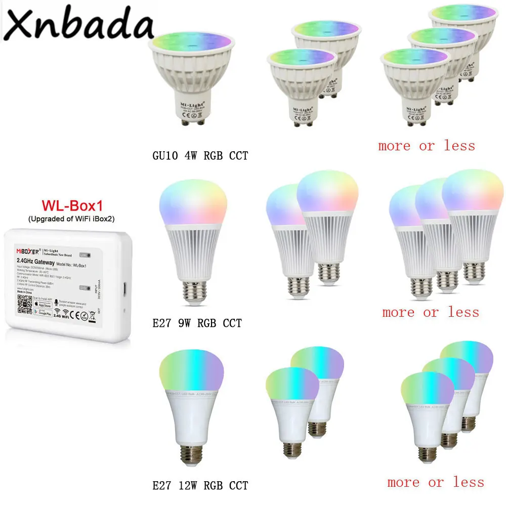Светодиодная лампа Mi light MiBoxer 2 4G умная Беспроводная MR16 GU10 E14 E27 4 Вт 5 6 9 12 CCT/RGBW/RGBWW/RGB +