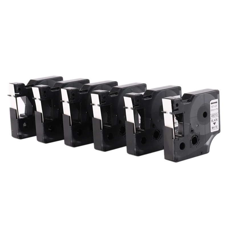 

6Pcs Label Cartridge for Dymo Black on White for Dymo 12mm Compatible Label Tape Maker Printer Ribbons