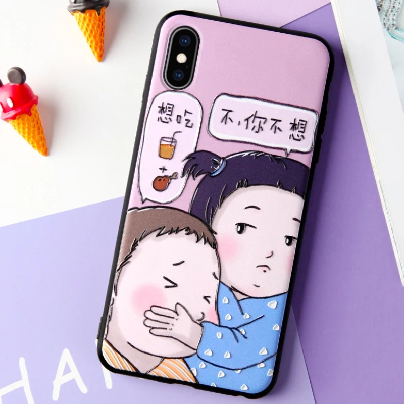 Классный мультяшный чехол для телефона, чехол для телефона X XR 7 plus, милый защитный чехол для телефона Xs Max 7 8 plus - Color: 001