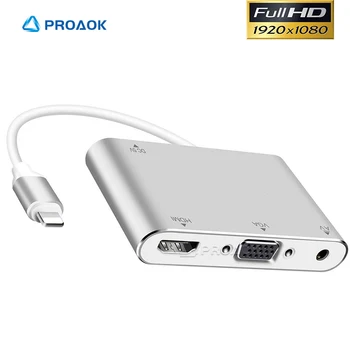 

For Lightning to HDMI VGA Audio Adapter HD TV Converter With 3.5mm Jack Headphone Port Adaptador Compatible For iPad Phone X 8 7