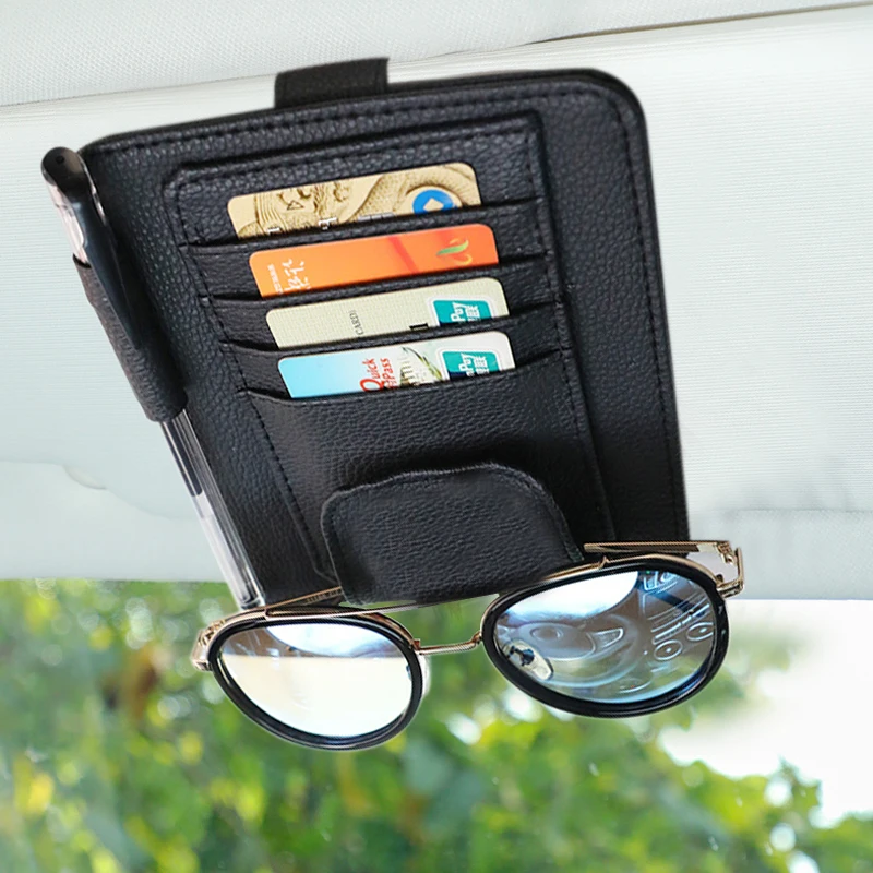 Car Sun Visor Card Pen Holder Storage Bag Fastener Clip Mat For Opel ...