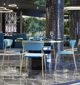 

Designer fabric Nordic dining chair commercial soft bag cosmetic chair net red modern casual dining chair backrest stool