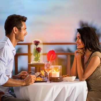 

Romantic Gift Preserved Rose In Flask A Glass Dome On A Wooden Base Forever Rose For Valentines Day Gift And Mother'S Day Gifts