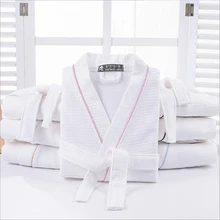 Cotton Men Solid Color Full Sleeve Sleep Lounge Robes Mens Waffle Long Dressing Gown Kimono Male Bathrobes Men Sleepwear