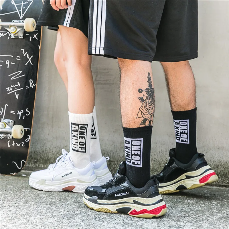Унна Рета хип-носки мужские хип-хоп носки с круглым вырезом хлопок печать письмо новые стильные высокие уличные крутые любителей Скейтборд Мужские носки