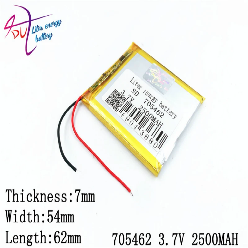 3,7 V, 2500mAH 705462 705560 PLIB; полимерный литий-ионный/литий-ионный аккумулятор для DVR, gps, mp3, mp4, сотового телефона, динамика